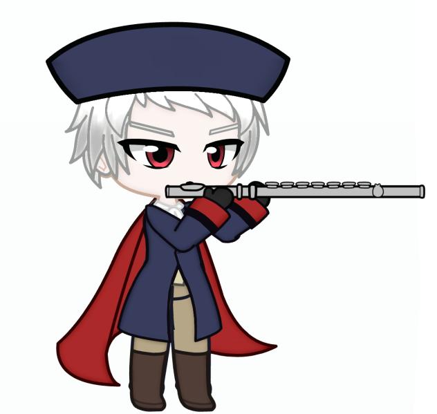 Prussia playing flute