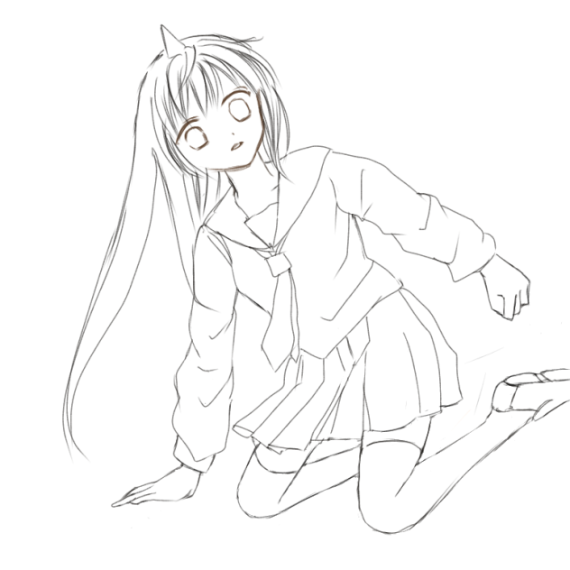 鬼の女の子、塗り絵