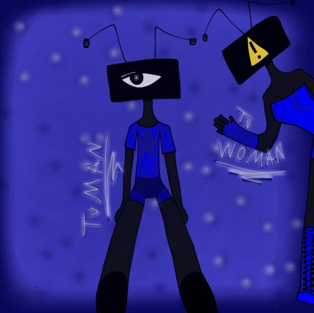 Tv woman and tv man