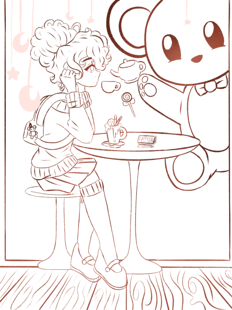 Coffee shop line art