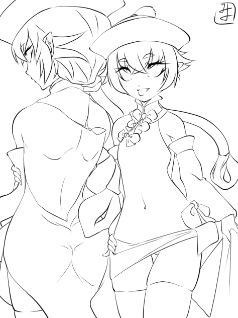 夏服キョンシーちゃん　line art