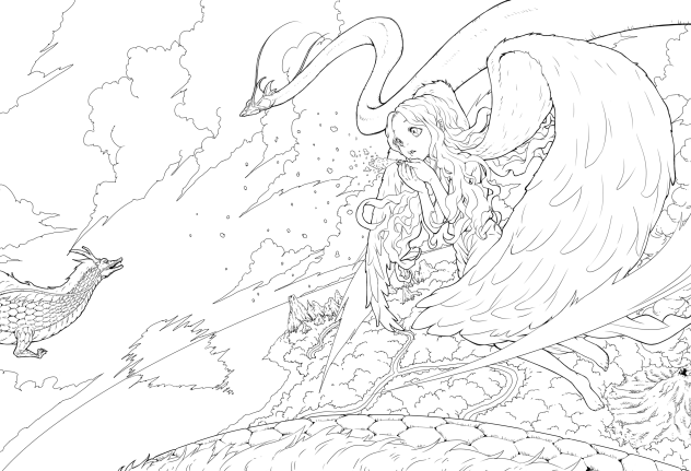 ☆女神様からの皆様へ祝福を‼︎☆(線画)