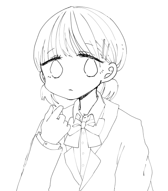 ゆる系女子高生 線画