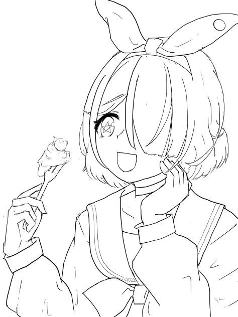 【線画】ブルアカ　ご馳走