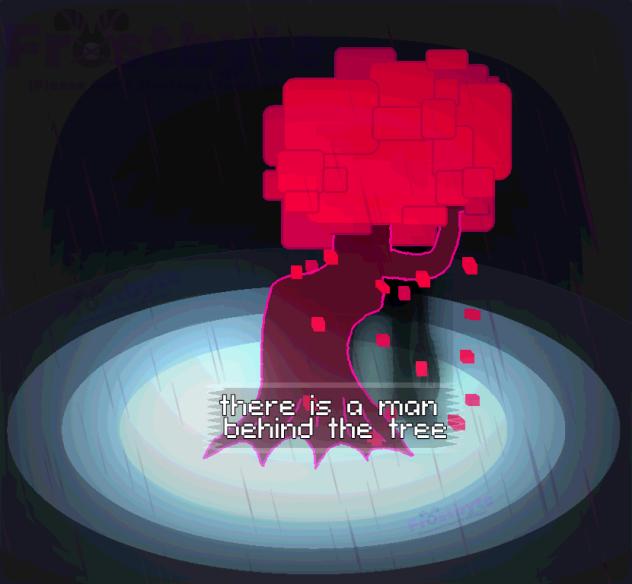 there is a man behind the tree