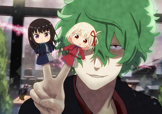 リコリコ指人形で遊ぶ真島