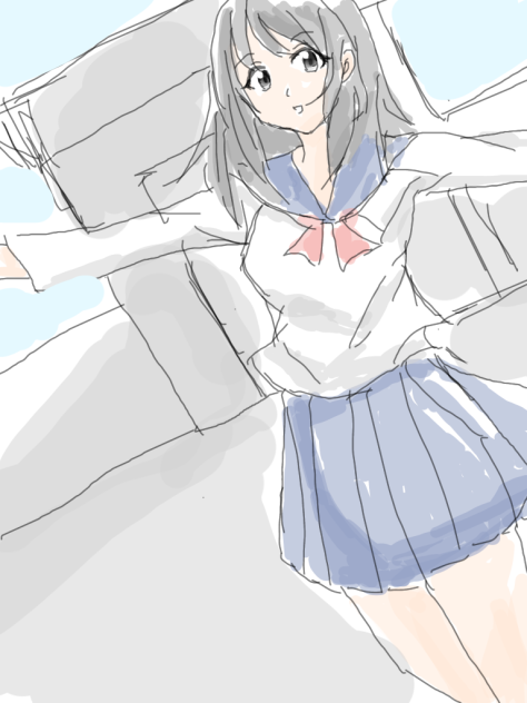 屋上で踊る女の子