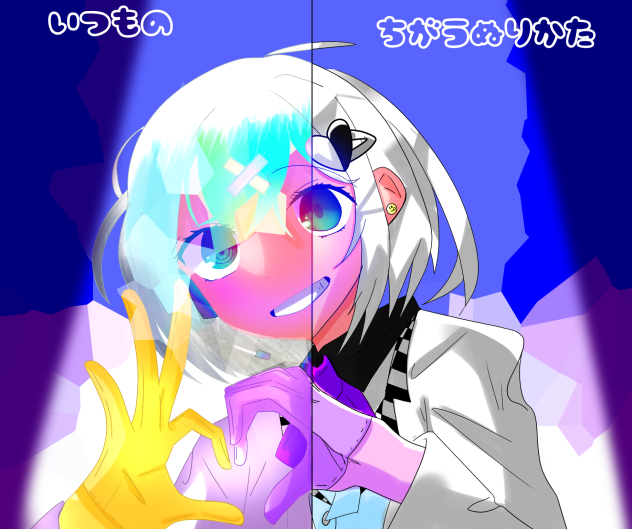 素敵な線画を見つけたので塗ってみたよ〜　どっちが好き？
