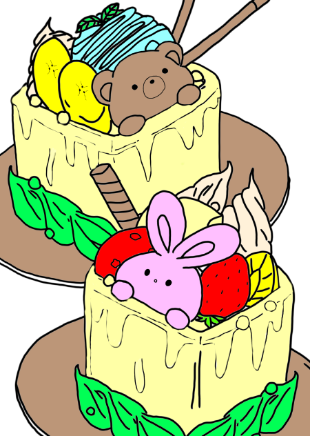 くまうさぎスイーツ　(塗り絵)