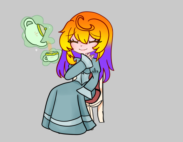 Samantha drinking tea