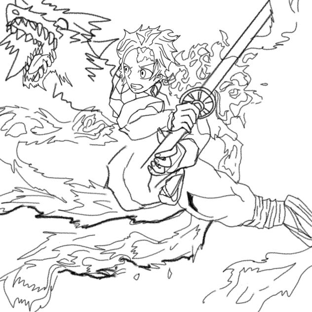 my first drawing of Tanjiro