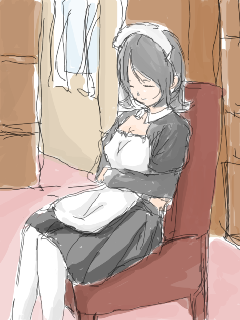 給仕中にお休みのメイドさん