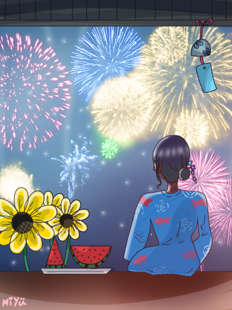 スイカと花火