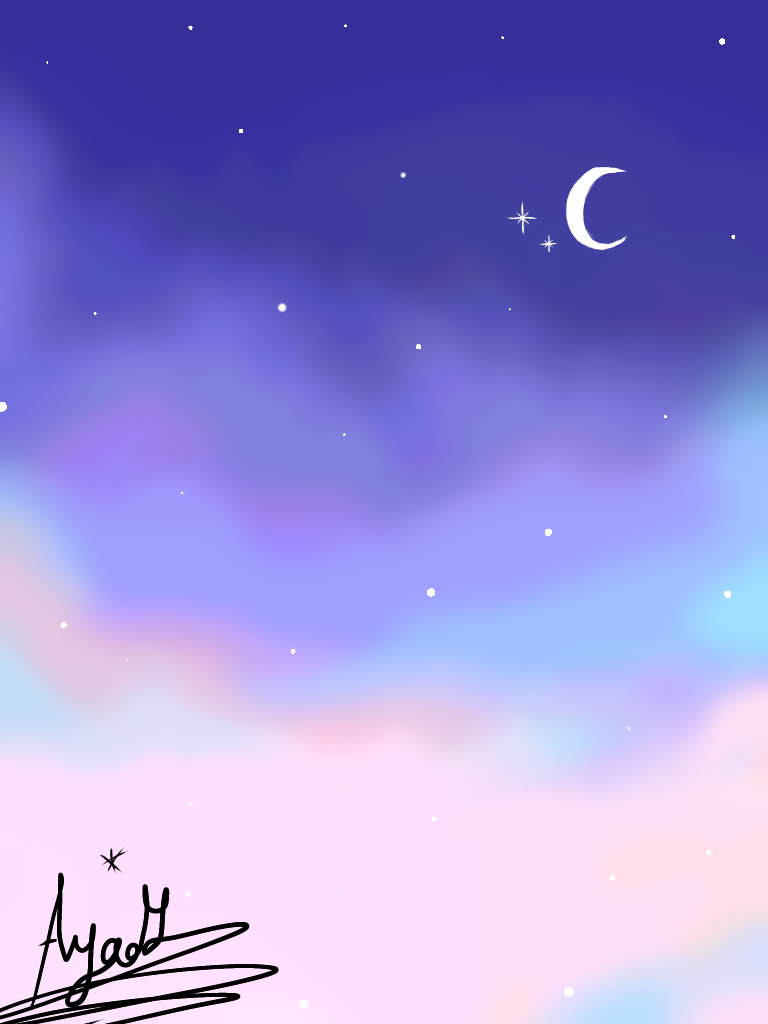 Night 💜🤍💗💙 - ibisPaint