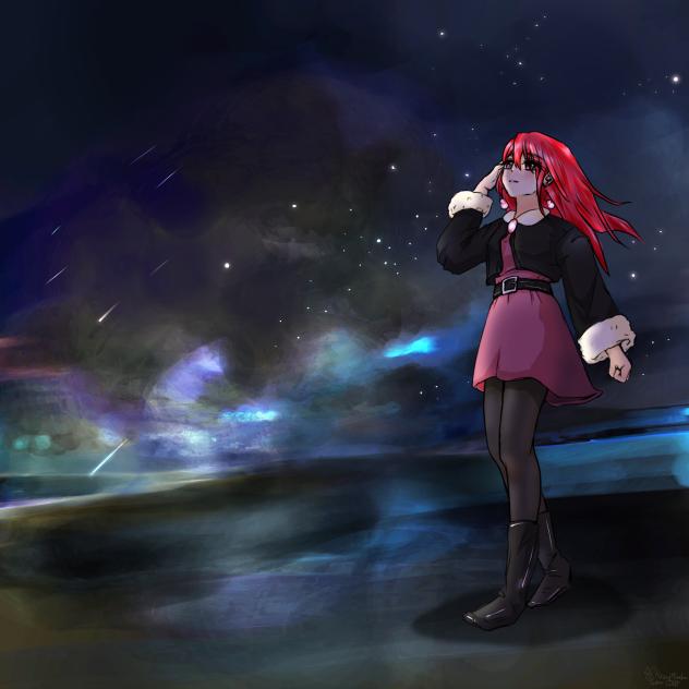 ✨うさふわ様コラボアート✨星空の下のメル✨