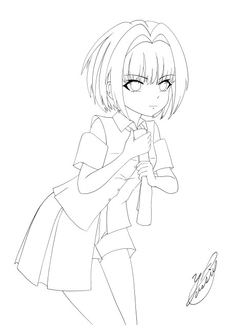 Put on my tie（線画）
