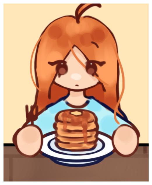 girl about to eat pancakes