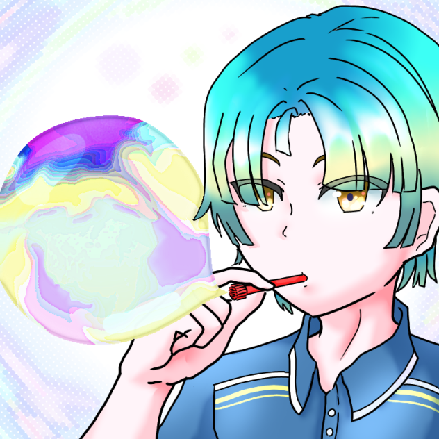 シャボン玉の少年(カラーver)