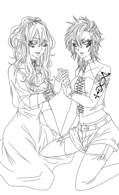 【線画】二人で一人