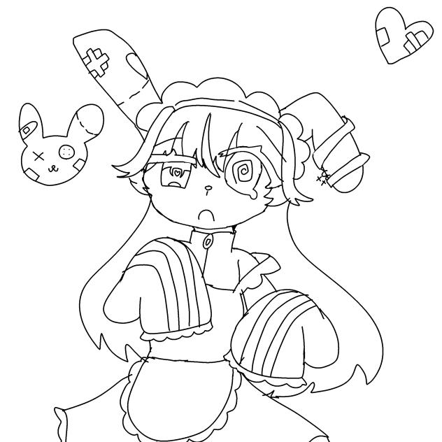 うさぎメイドさん（塗り絵）