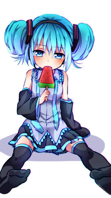 スイカバーとミク