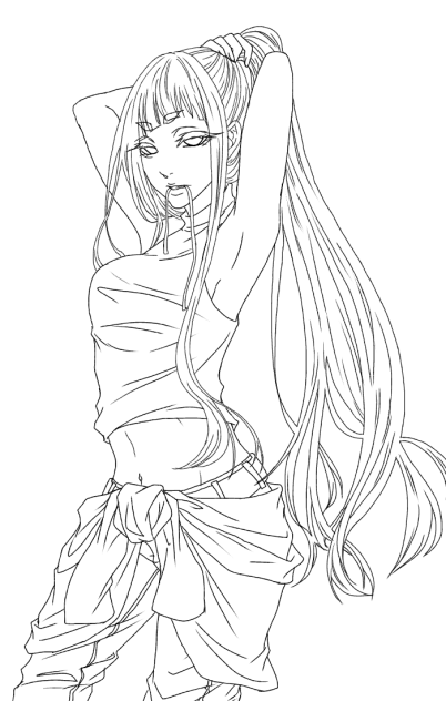 【線画】ポニーテール