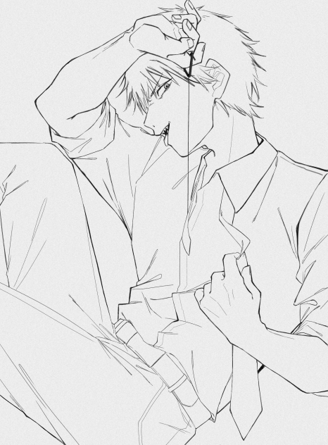 ちょっと袖がよく分からなくなったデンジ(線画)