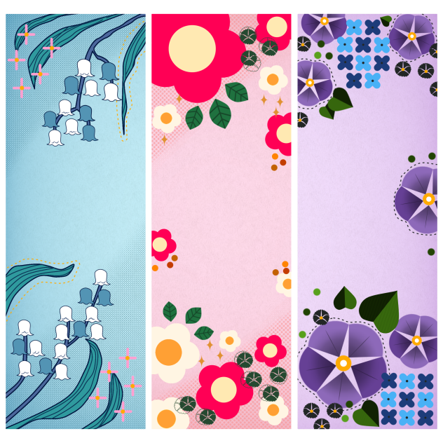 Flower themed bookmarks template ibispaint