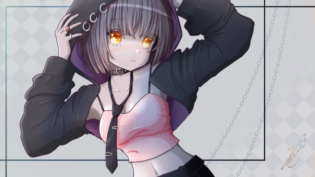 クロップドパーカーガール