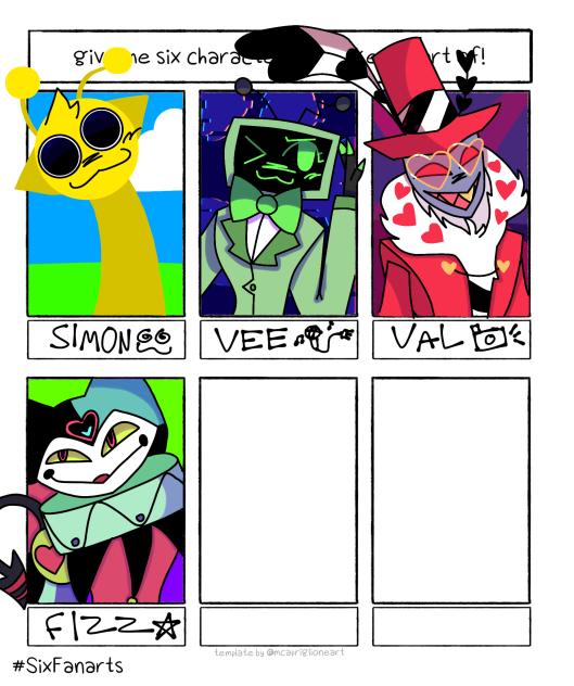 GIMMIE 6 CHARACTERS TO MAKE ART OF!