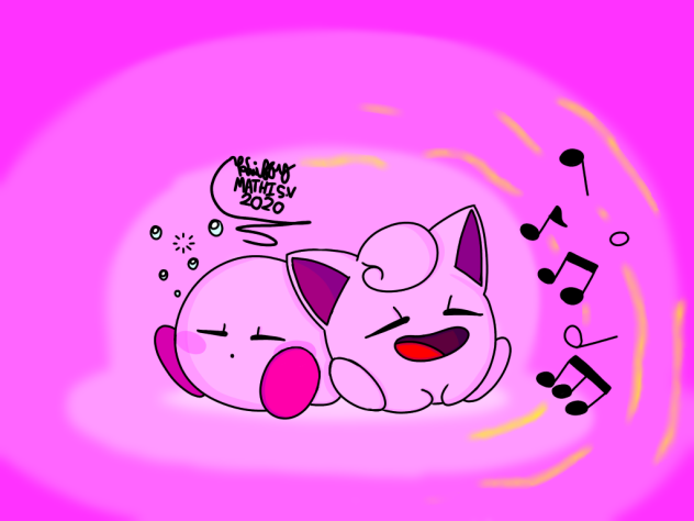 Jigglypuff and Kirby doing stuff