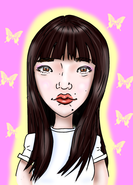 似顔絵　小松菜奈　ロングヘアー