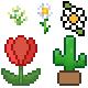 Various roses and plants Pixels