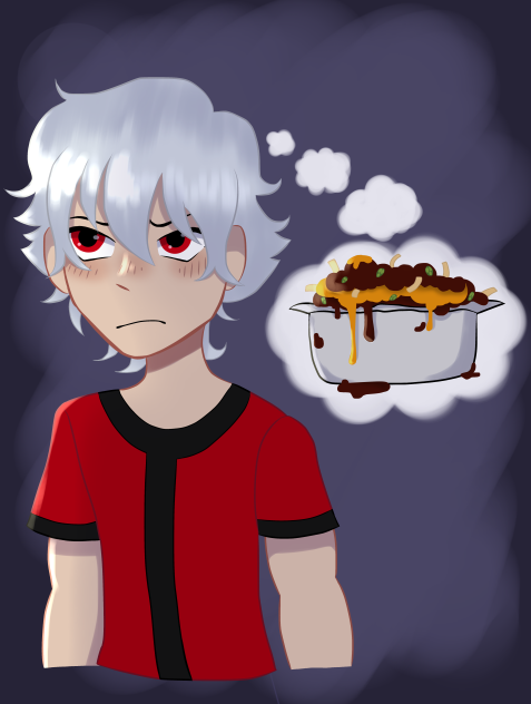 Kid Albedo thinking about chilli fries!