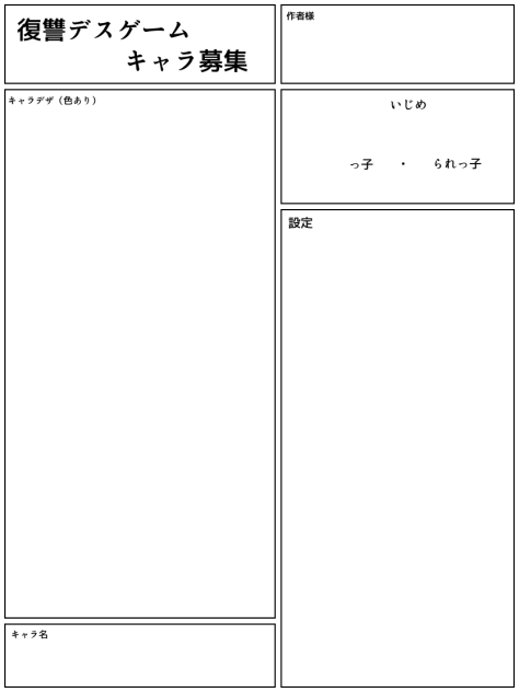 復讐デスゲームのキャラ募集…