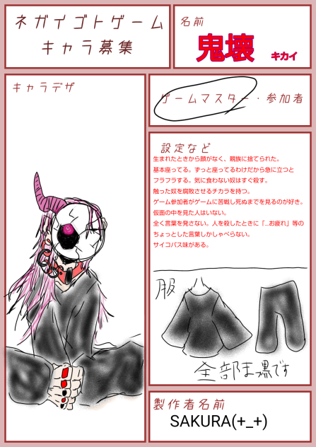 ネガイゴトゲームキャラ募集しました