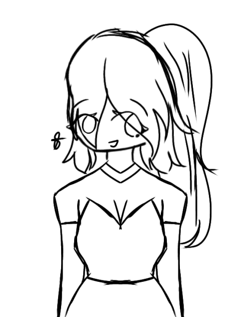 A Girl That has 1 Ponytail Sketch