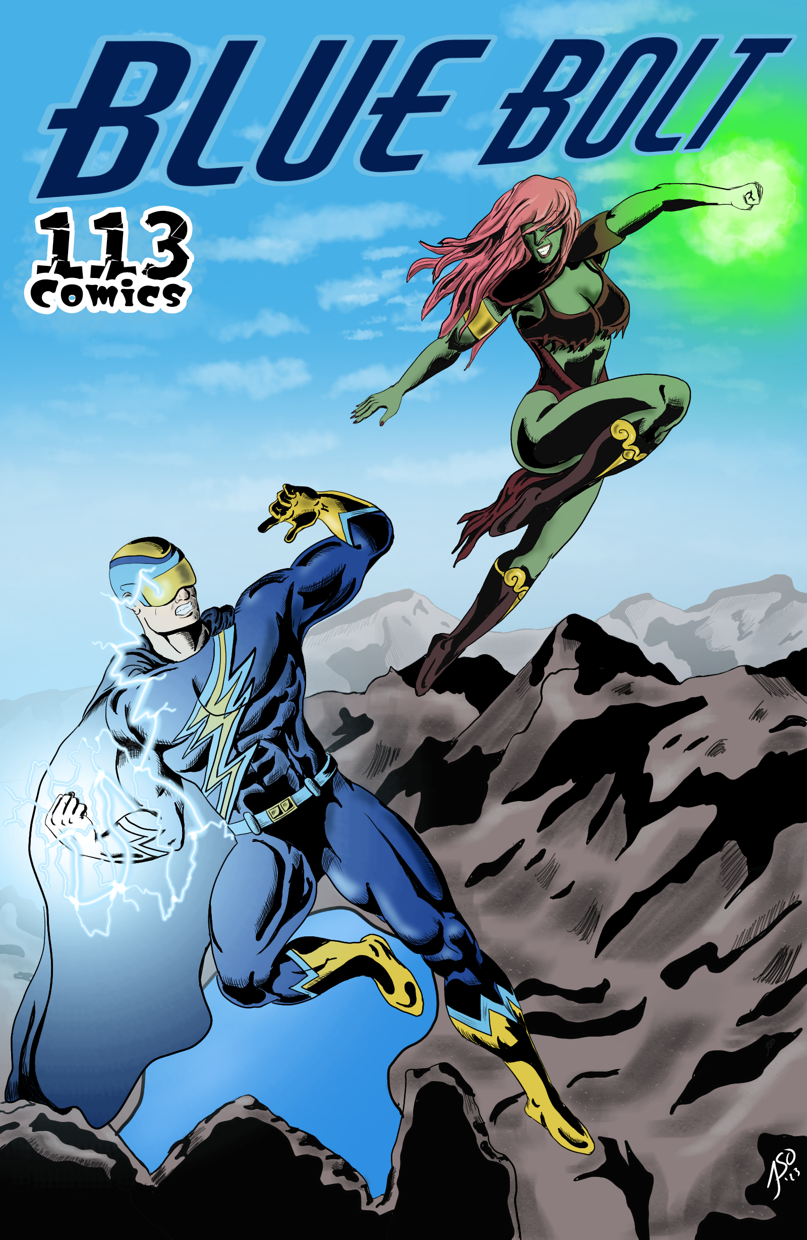 Blue Bolt vs The Green Sorceress - ibisPaint