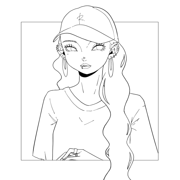 🧢　線画