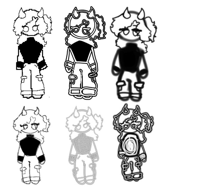 My oc drawn in different brushes!