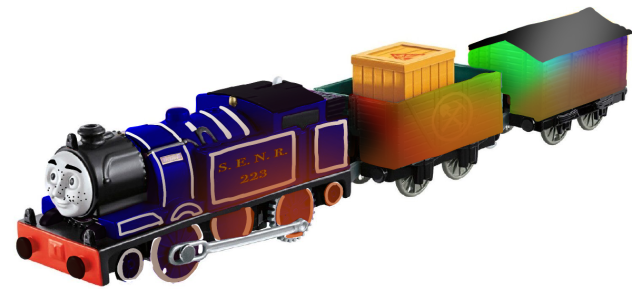 Trackmaster cole with rainbow cars
