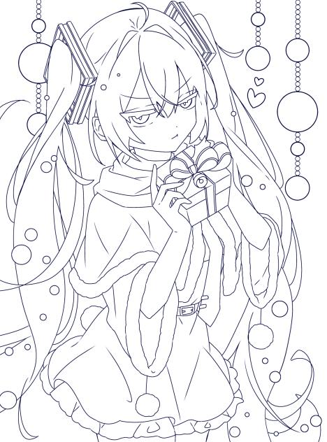 クリスマスミク　線画