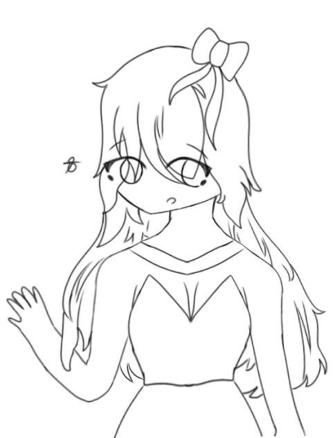 A Girl in a Nice Dress Lineart