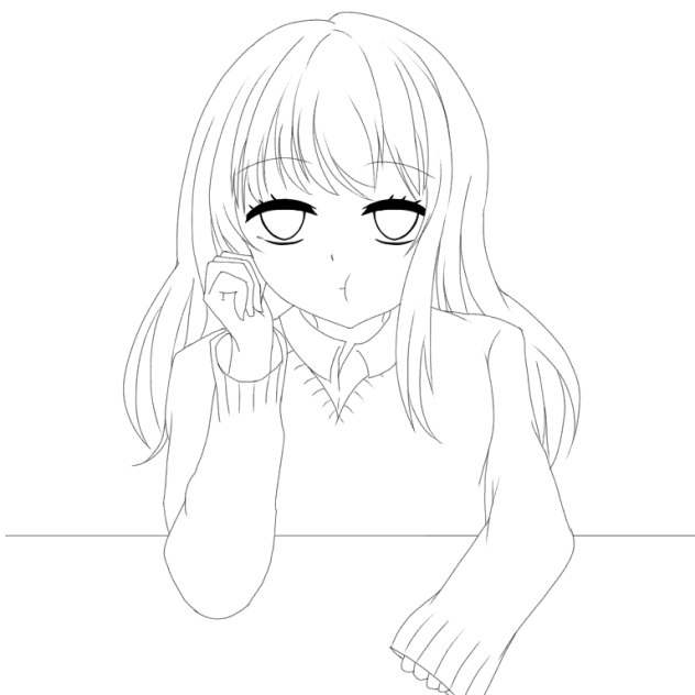 授業中。 線画
