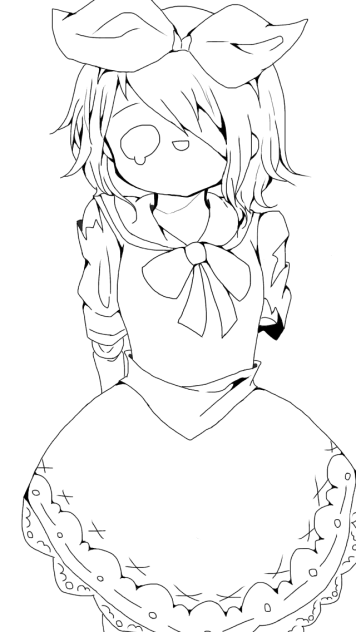 鏡音リン  人形  線画
