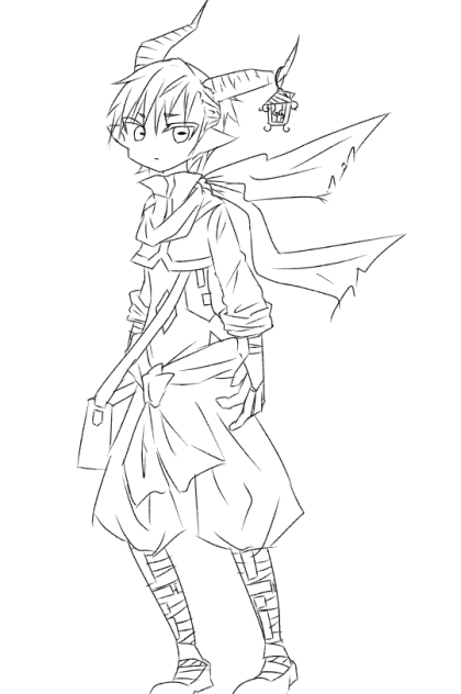 線画】創作 角男子 - ibisPaint
