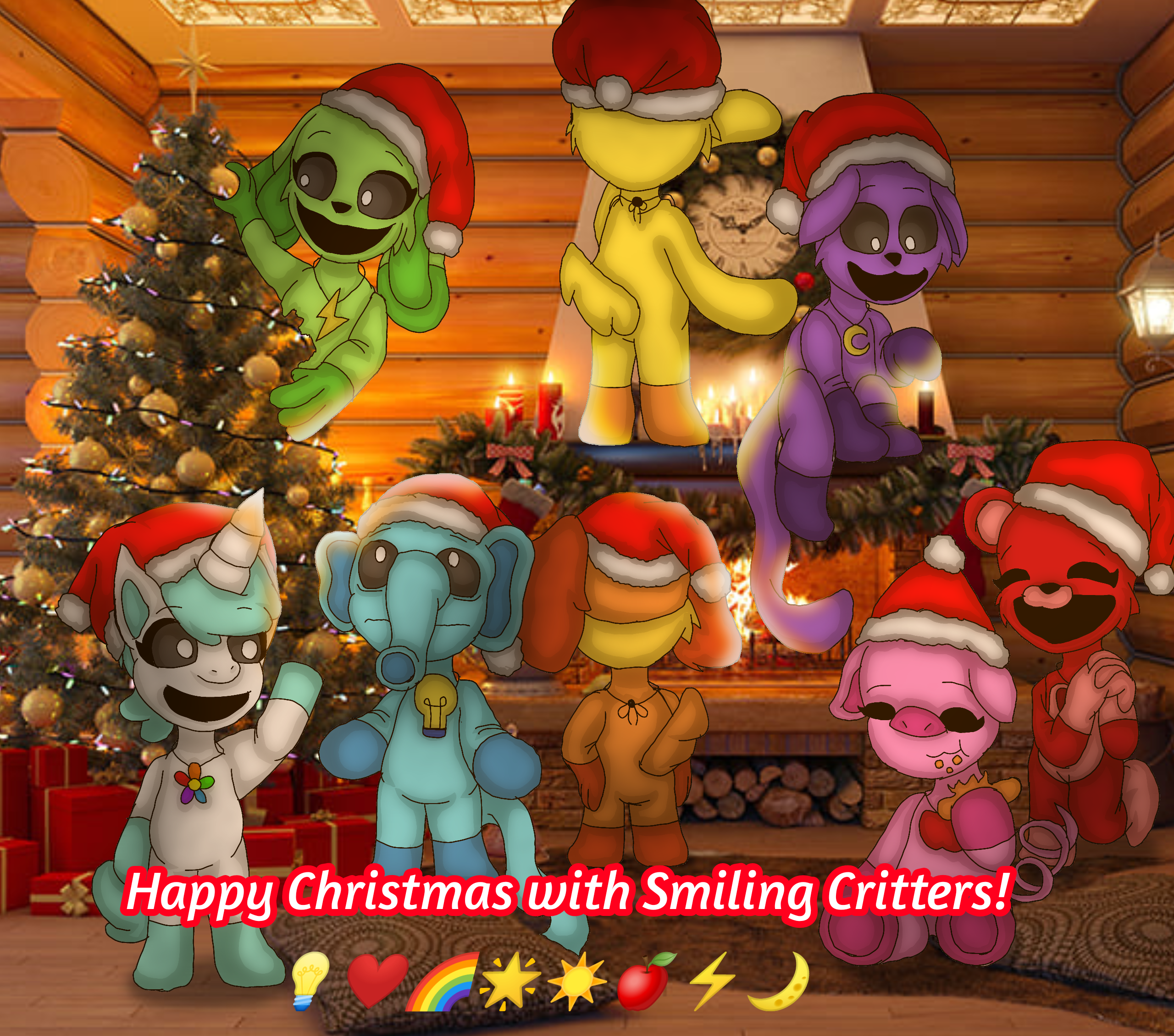 Happy Christmas with Smiling Critters! - ibisPaint
