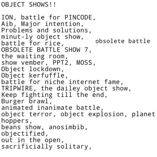 SMALL... list of object shows to watch - ibisPaint