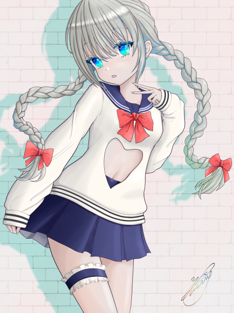 三つ編みとセーラー