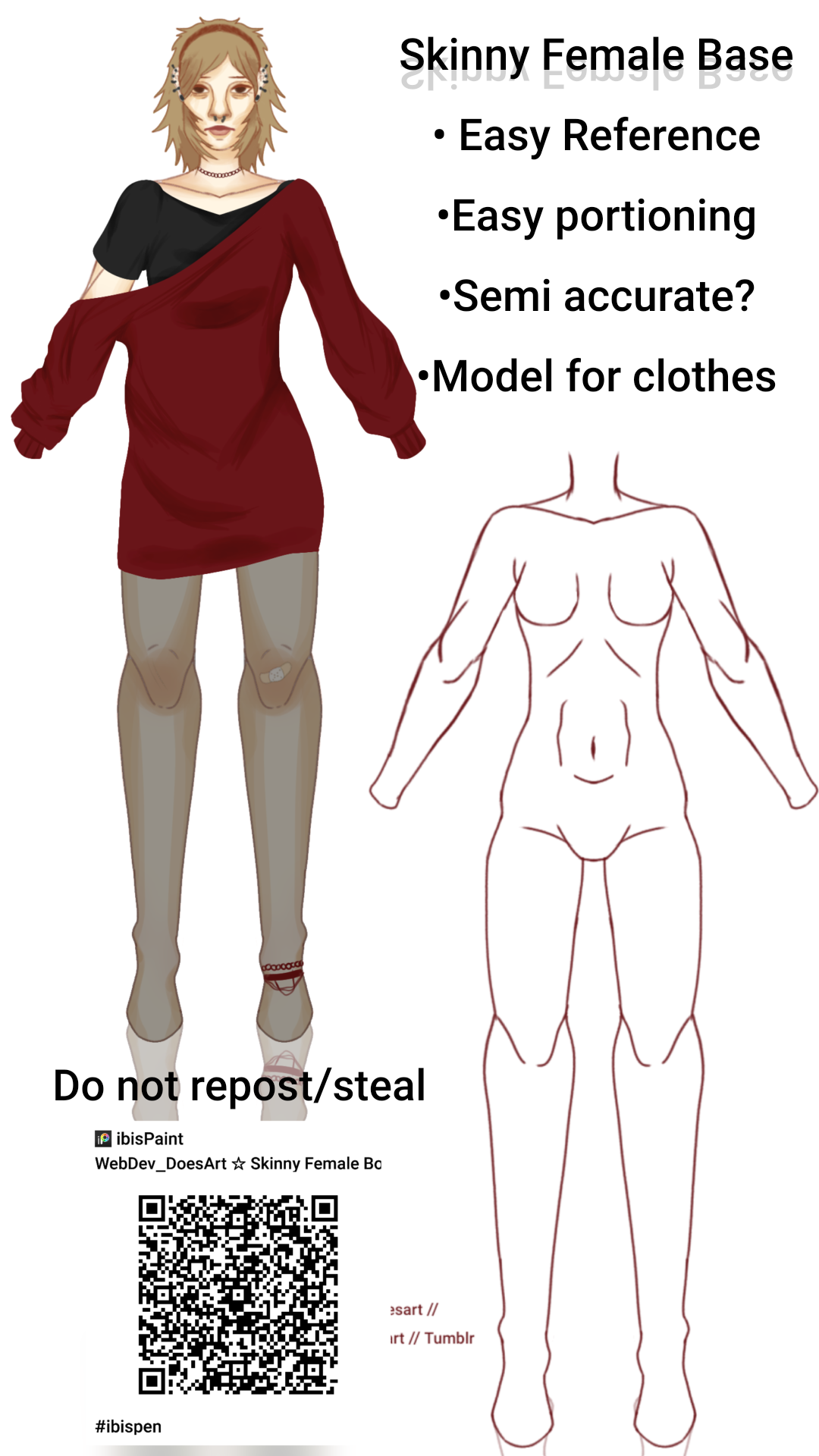 Lean Body Base Reference Skinny Female Body Base Reference - ibisPaint